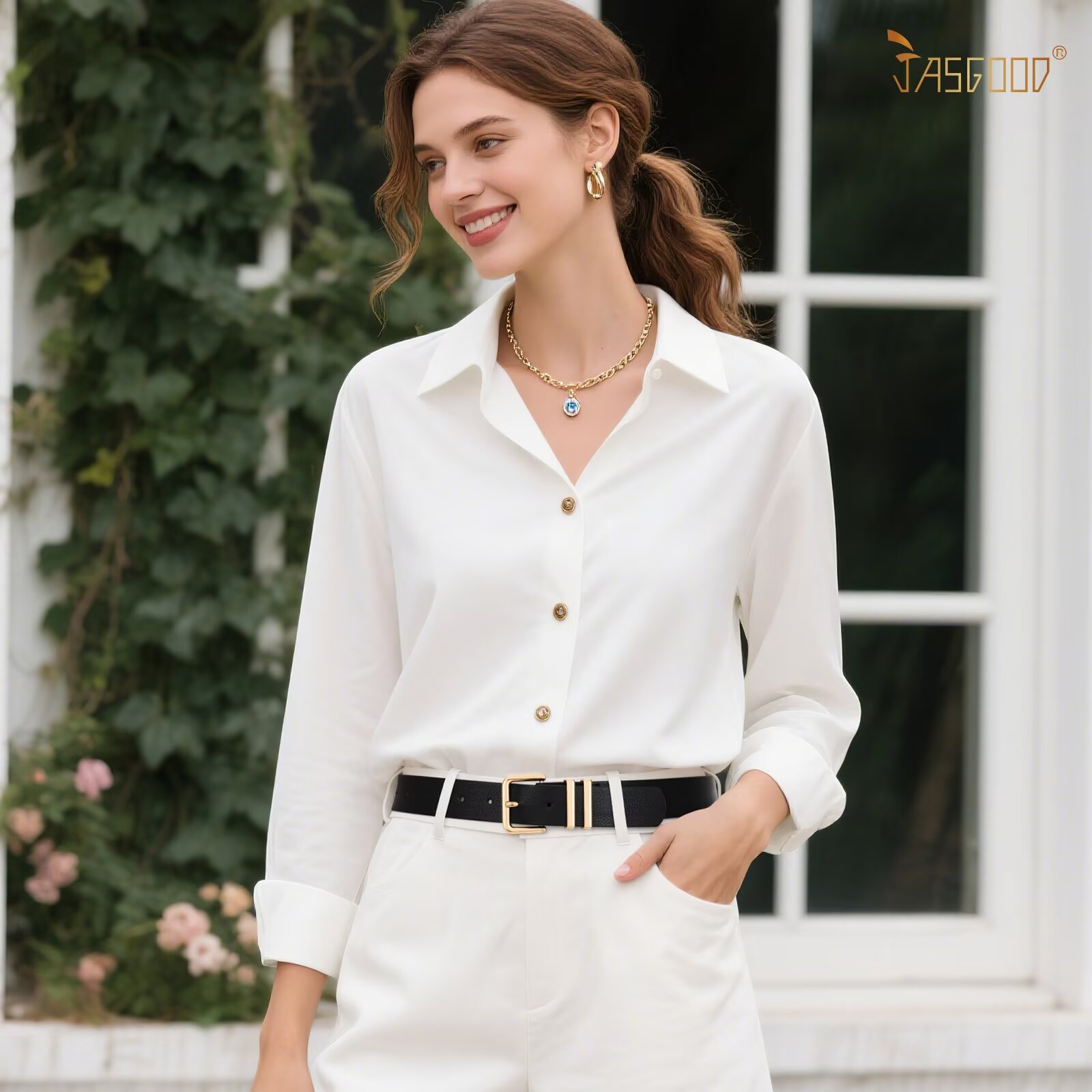 JASGOOD 3 Pack Women Leather Belts with Gold Buckle photo 8