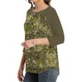 thumbnail image 3 of Camo Shirt Women Dressy Casual 3/4 Sleeve Tunic Tops Button Up Color Block V Neck Blouse T-Shirts, 3 of 4