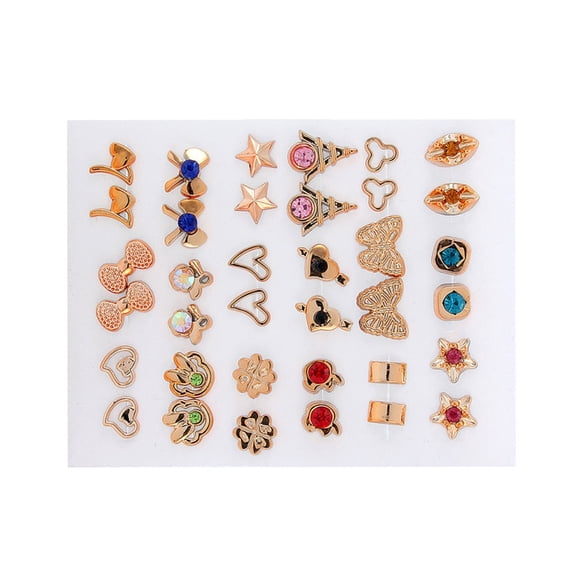 18 Pairs Gold Silver Earrings Jewelry Collection Assorted Style Gold Silver Enamel Pearls Earrings Ear Decoration