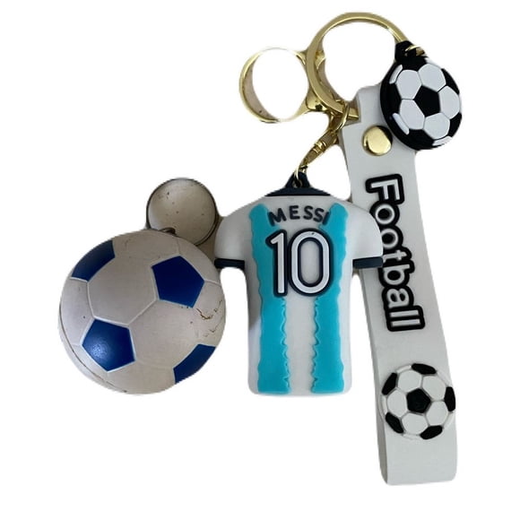 Divertido! Set Llaveros Jersey Messi 10 GOAT Pulga Seleccion y Balon 2 pack