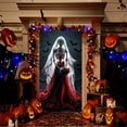 thumbnail image 2 of Halloween Decorations Door Cover, Large Scary Creepy Door Banner Bathroom Porch Door Backdrop House Halloween Party Decoration, 35*71 In White, 2 of 8