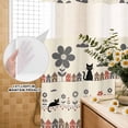 thumbnail image 3 of No Hook Shower Curtain, Japanese Style Shower Curtains for Bathroom with See Through Top Window, Vintage Cartoon Cat House Trees Flowers Waterproof & Washable Bath Curtain Narrow 54"x78", 3 of 9