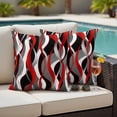 thumbnail image 4 of Red Stripe Outdoor Waterproof Pillow Covers, Grey White Ombre Geometric Modern Abstract Decorative Square Throw Pillowcase Sofa Cushion Sham for Patio/Couch/Chair, 20"x20" 2 Pack, 4 of 8