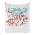 thumbnail image 1 of Scenery Soft Flannel Fleece Throw Blanket, Oriental Colorful Tourist Hand Drawn Chinese Travel Art with a Heart, Cozy Plush for Indoor and Outdoor Use, 50" x 70", Aqua Ruby, by Ambesonne, 1 of 6