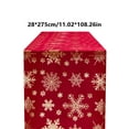 thumbnail image 3 of Snowflakes Christmas Table Runner, Holiday Table Flag, Red and White Velvet Polyester Festive Dining Decor for Holiday Gatherings, 28x275cm, 3 of 7