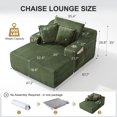 thumbnail image 5 of Leumius Oversized Chaise Lounge Chair Indoor,67'' Faux Fur Upholstered Boneless Sofa Bed,Deep Seat Sleeper Cloud Sofa with Cup Holders & 3 Pillows for Living Room, No Assembly Required,Green, 5 of 14