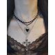 thumbnail image 1 of Gothic Vintage Pearl Heart-Shaped Flower Cross Pendant Necklace Set, 1 of 5