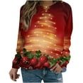 thumbnail image 1 of Camiseta holgada de manga larga con cuello redondo y estampado navideño para mujer Fridja FKASFK1081, 1 of 4