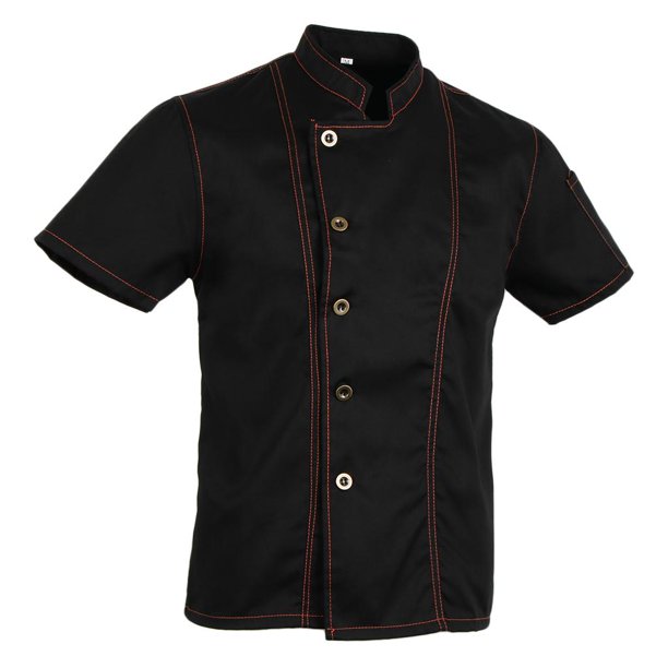 Chaqueta para Mujer, Hombre, con Pespuntes, Cortas, Servicio de Comida, , Negro BLESIY chaqueta de chef de manga corta