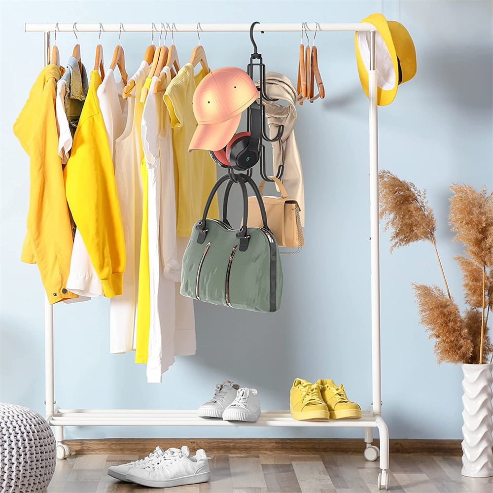 CINPIUK Purse Hanger for Closet - Rotating Handbag Hanging Hook Bag Storage  Space Saver with 4 Hooks, Hanging Organizer for Scarf Handbag Belt :  Amazon.in: Home & Kitchen