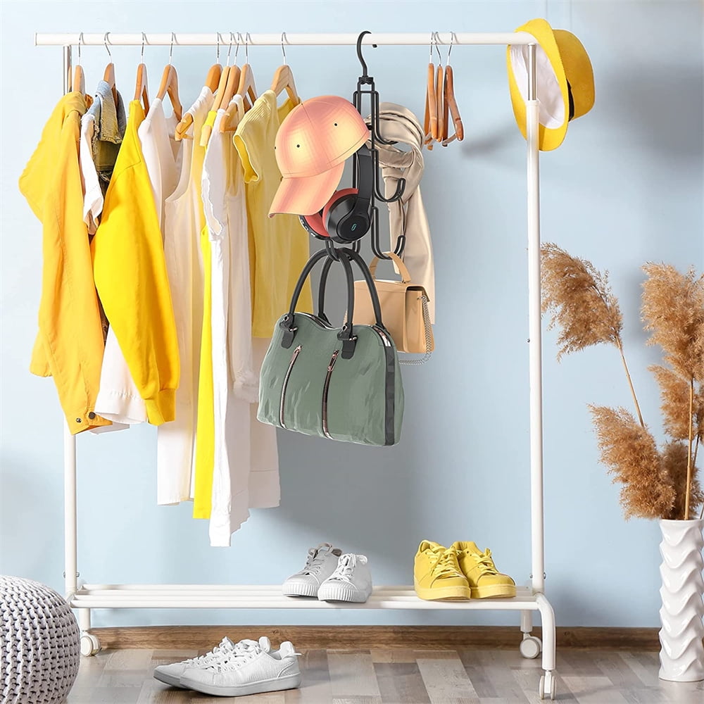 NOGIS 360 Rotating Purse Hangers 2 Pack Purse Organizer for Closet Silver Metal Bag Holder Storage Hooks Portable Purse Racks for Hanging Purses Bags Scarves Ties Belts Hats Silver Walmart