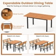 thumbnail image 4 of Gymax Ensemble de Mobilier de Patio 7 Pcs Ensemble de Chaises de Salle à Manger d'Extérieur pour 6 avec Bois d'Acacia et Cadre en Métal, 4 of 10