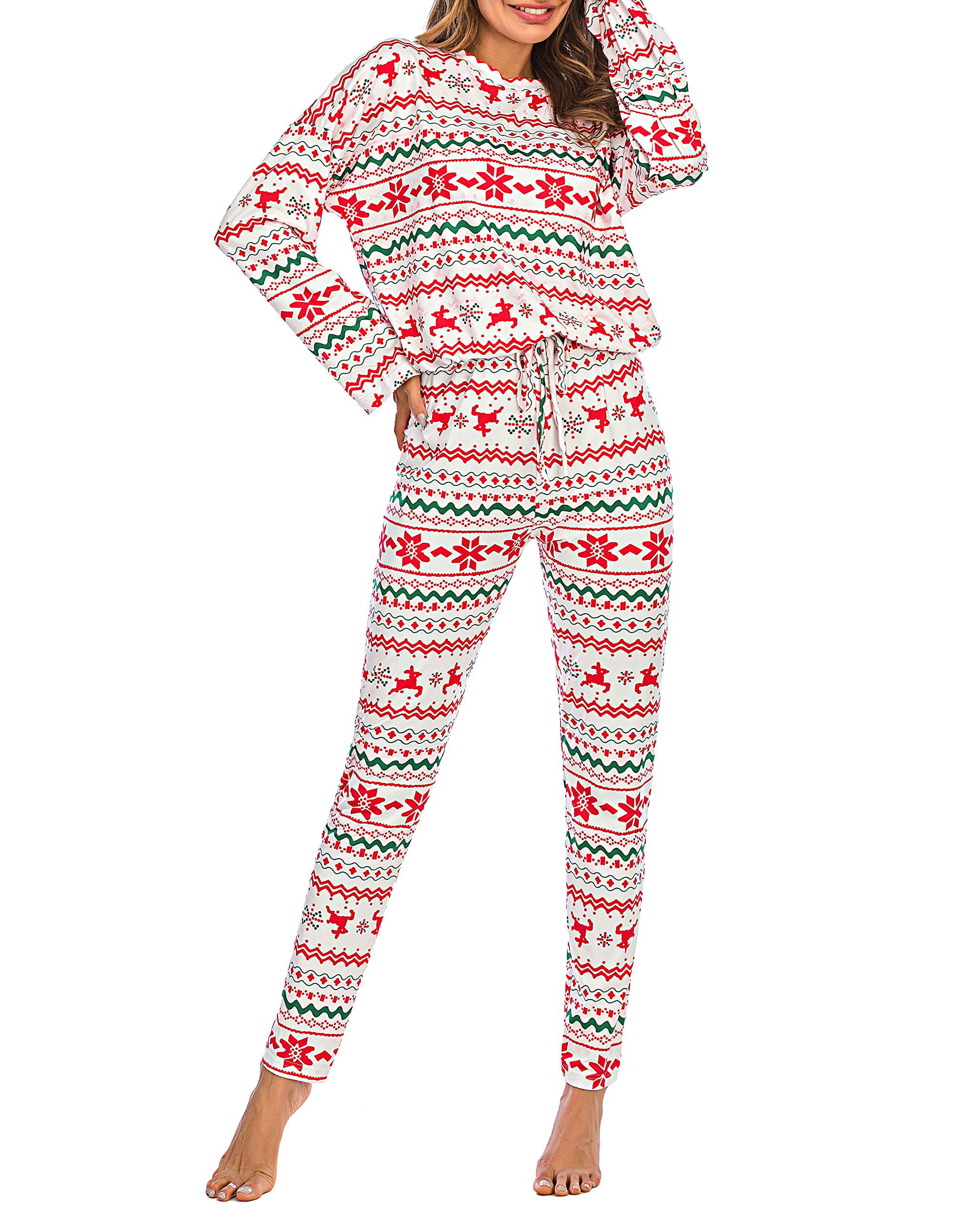 Smile Fish Womens Snowy Deer Fleece Loungewear Pyjamas Set Christmas with Shorts