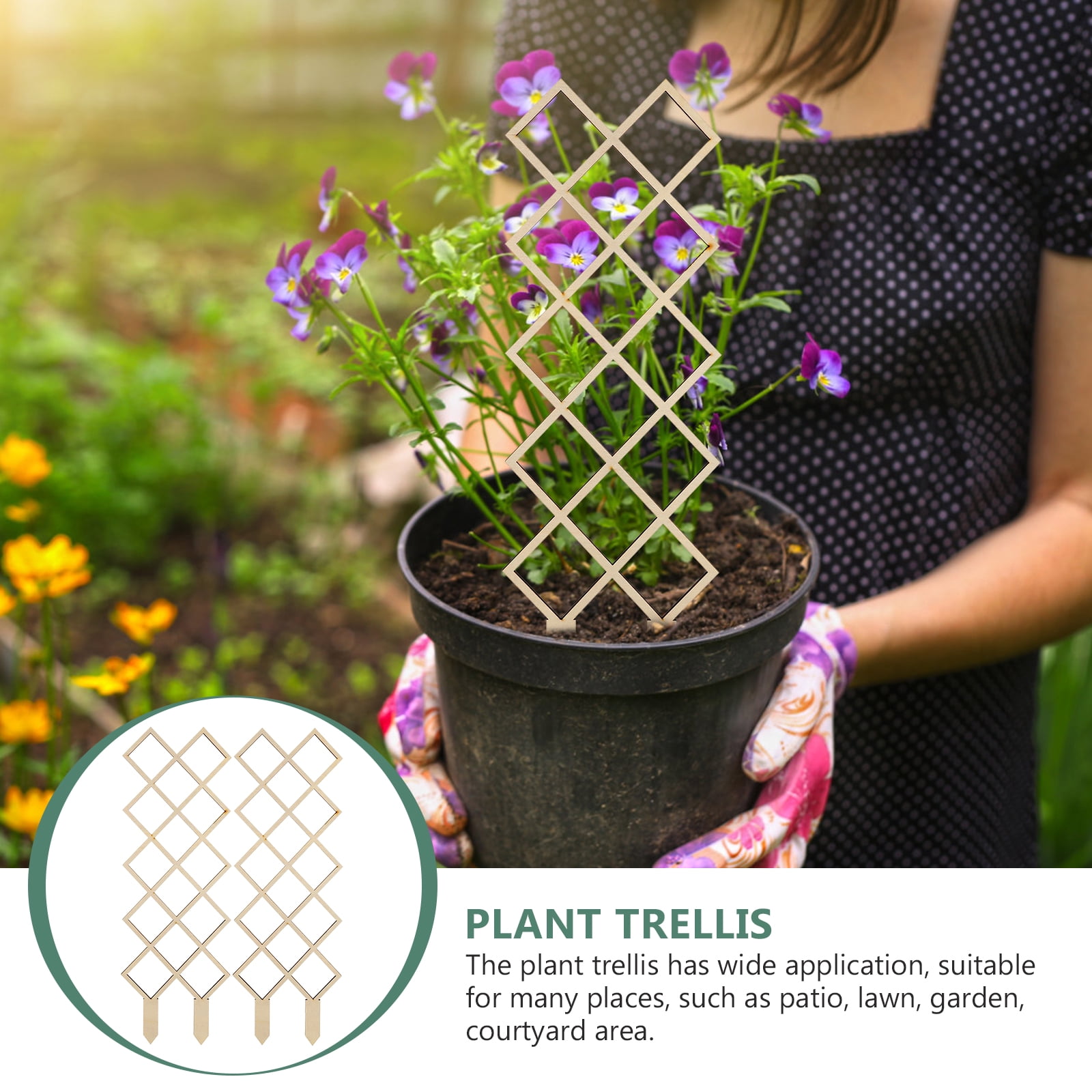 WRISTBIQUE 8Pcs Wooden Khaki Plant Trellis Honeycomb Grid For Garden Climbing Plants Support