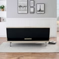 thumbnail image 5 of Modern Faux Leather Convertible Sleeper Sofa Bed, Folding Loveseat Futon Couch with Cup Holders for Living Room Bedroom, 5 of 15