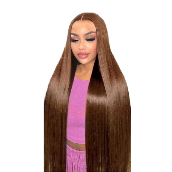 13x6 Chocolate Brown Lace Front Wigs Human Hair 250% Density Straight Pre Plucked Hairline