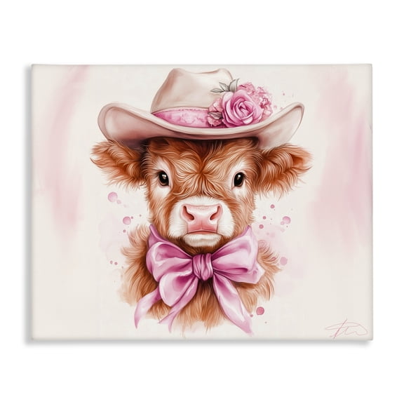Pretty In Pink Cow Canvas Wall Art, design by Shawna Stewart