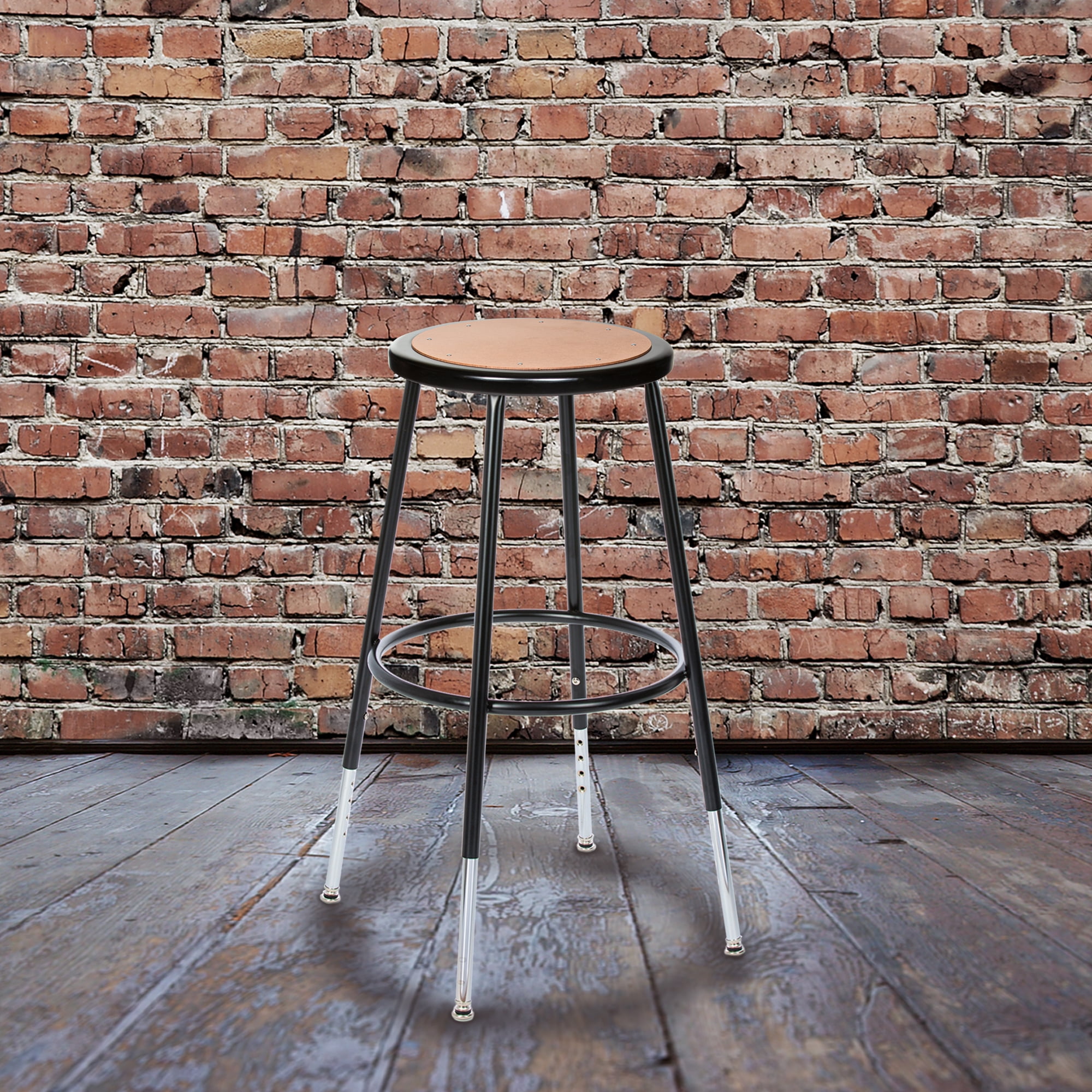 Hampden Furnishings Flynn Collection 25"-33" Adjustable, Masonite/Steel Stool, Black, 2 PK