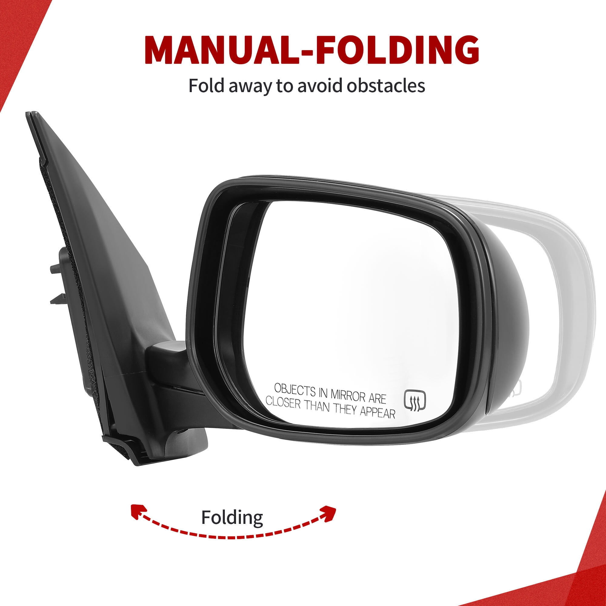 LEDKINGDOMUS Right Passenger Side Power Heated Manual Folding Black Mirror Compatible With 2009 2010 2011 2012 2013 Toyota Corolla Door Mirror Replacement