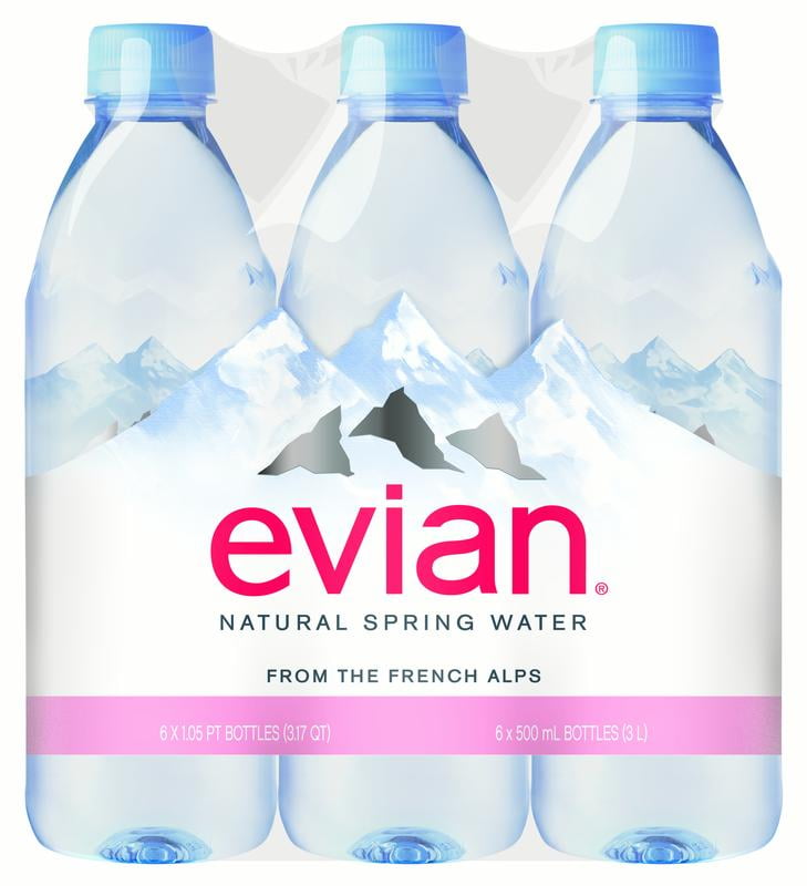 Evian Natural Spring Water, 16.9 Fl Oz, 6-Pack by Danone Waters of America