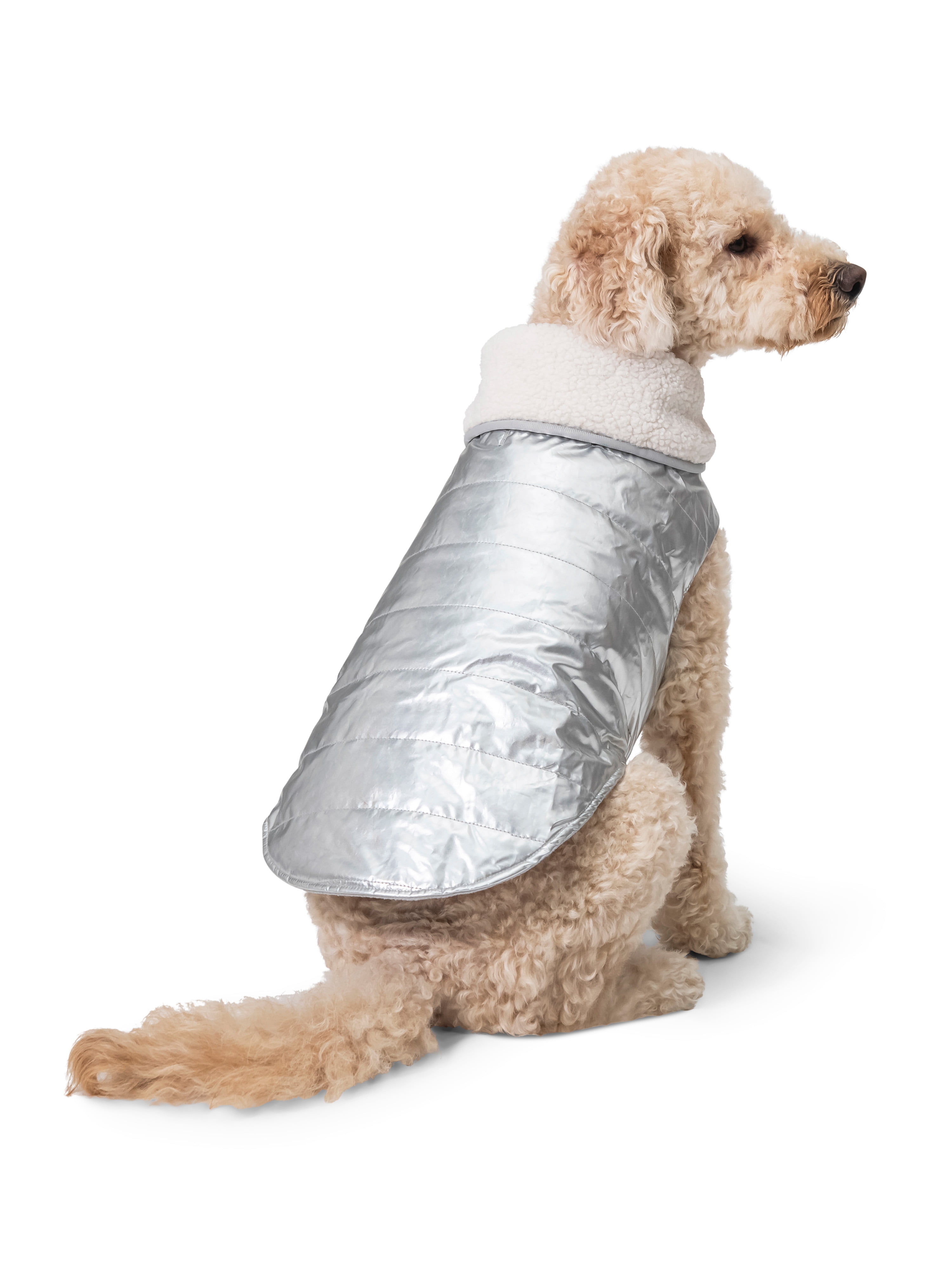 7th & Hudson Lined Puffer Vest with High Pile Fleece Shawl Collar for Dogs and Cats, Size S-XL