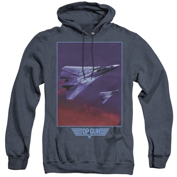 Top Gun Clouds Adult Heather Hoodie Sweatshirt Navy