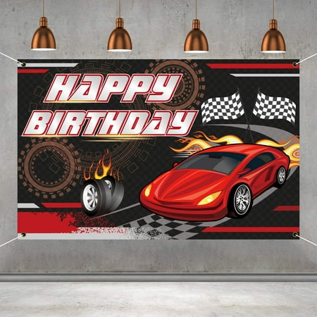 Image of Car Racing Happy Birthday Backdrop for Car Theme B
