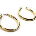 thumbnail image 3 of Classic Oval Gold Tone Hoop Earrings - Timeless Minimalist Fashion Jewelry Gold, 3 of 7