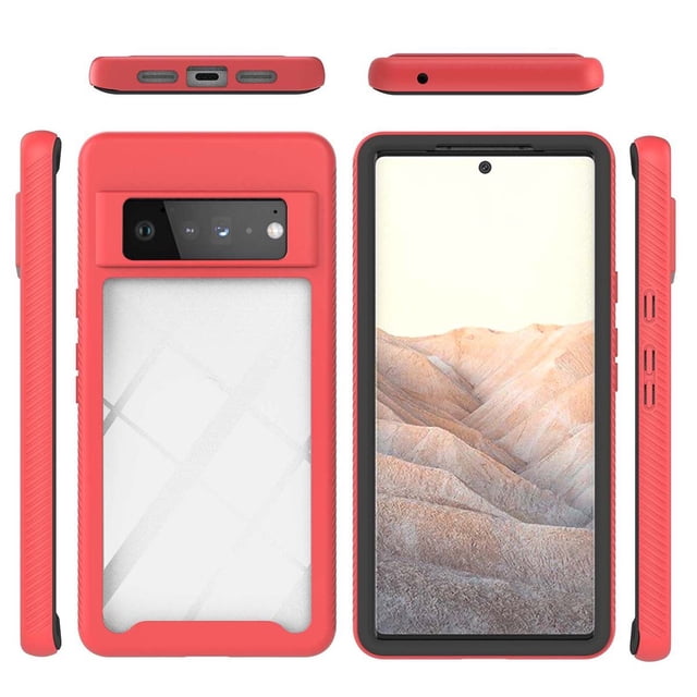 MasteelfCA Rugged Clear Smartphone Shell 3-In-1 Anti-Scratch Phone Cover Compatible for Pixel 6 Pro