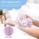 thumbnail image 4 of BRILLAR Juego de esponjas de ducha de lufa exfoliante de espalda para mujeres y hombres rosa y morado estiramiento largo, 4 of 5