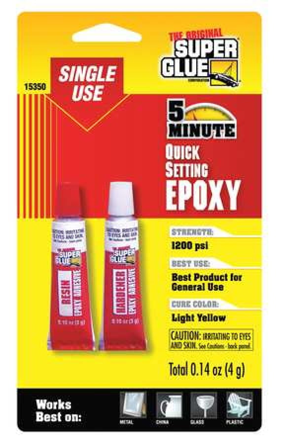 SUPER GLUE 1535012 Epoxy Adhesive, Tube, 3 g, Yellow, 30 min