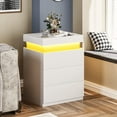 thumbnail image 6 of Afuhokles LED Nightstand with Charging Station 3 Drawers, Bedside Table for Bedroom, White, 6 of 8