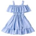 thumbnail image 3 of Niñas Maxi Vestido de Color Sólido Fuera Del Hombro Plisado con un Escote para las Niñas, Lindo Vestido Maxi para las Fiestas de Cumpleaños de Vacaciones Diarias, 3 of 5
