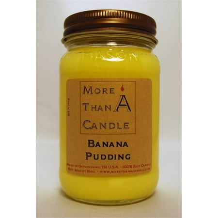 Mason Jar Soy Candle - More Than A Candle BNP16M 16 oz Mason Jar Soy Candle, Banana Pudding