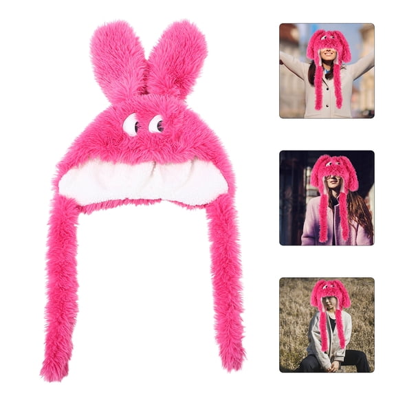 HAMPPLIES 1Pack Decorative Dog Ears Beanie in Rosy for Women Use