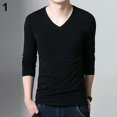 thumbnail image 3 of T-shirt à Manches Longues Col en V Mode Homme Automne Ajusté Aguichant, 3 of 7