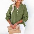 thumbnail image 5 of Breezora Draped V Neck Button Down Shirt Women Oversized Silhouette with French Cuffs for Minimalist Style and Lounge Wear XL Size Green, 5 of 6