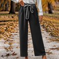 thumbnail image 2 of ShomPort Women Wide Leg Pants Tie Waist Solid Color Loose Casual Pants Fall Lounge Baggy Pants, 2 of 7