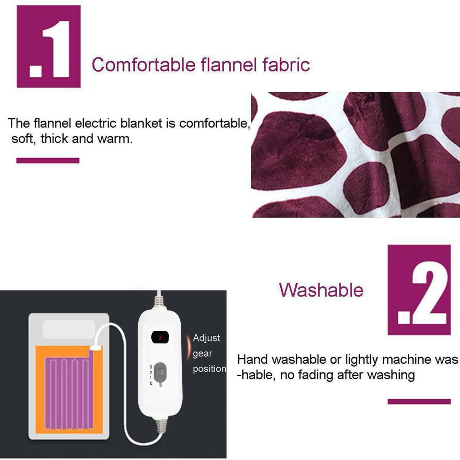 1Pc Heating Pad Soft Flannel Electric Heated Winter Blanket Blanket Electric Heated Soft