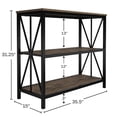 thumbnail image 2 of Lavish Home 3-Tier Industrial Bookshelf for Home and Office (Brown), 2 of 7