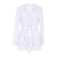 thumbnail image 4 of HAPIMO Robe Lingerie Dress for Women Valentine's Day Gift Lace Pajamas Leopard Clearance Underwear Sleepwear Nightwear Satin Silk Cardigan Nightdress Bathrobe Ladies Robes White XXL, 4 of 6