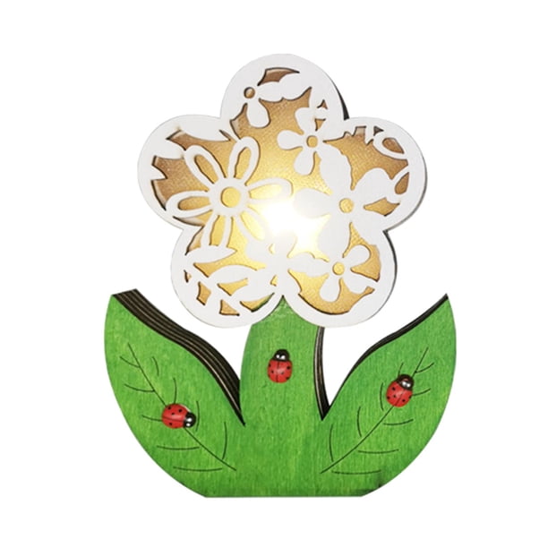 Lámpara LED decorativa de flores de Pascua - Luz nocturna, manualidades, decoración de Pascua para el hogar blanco