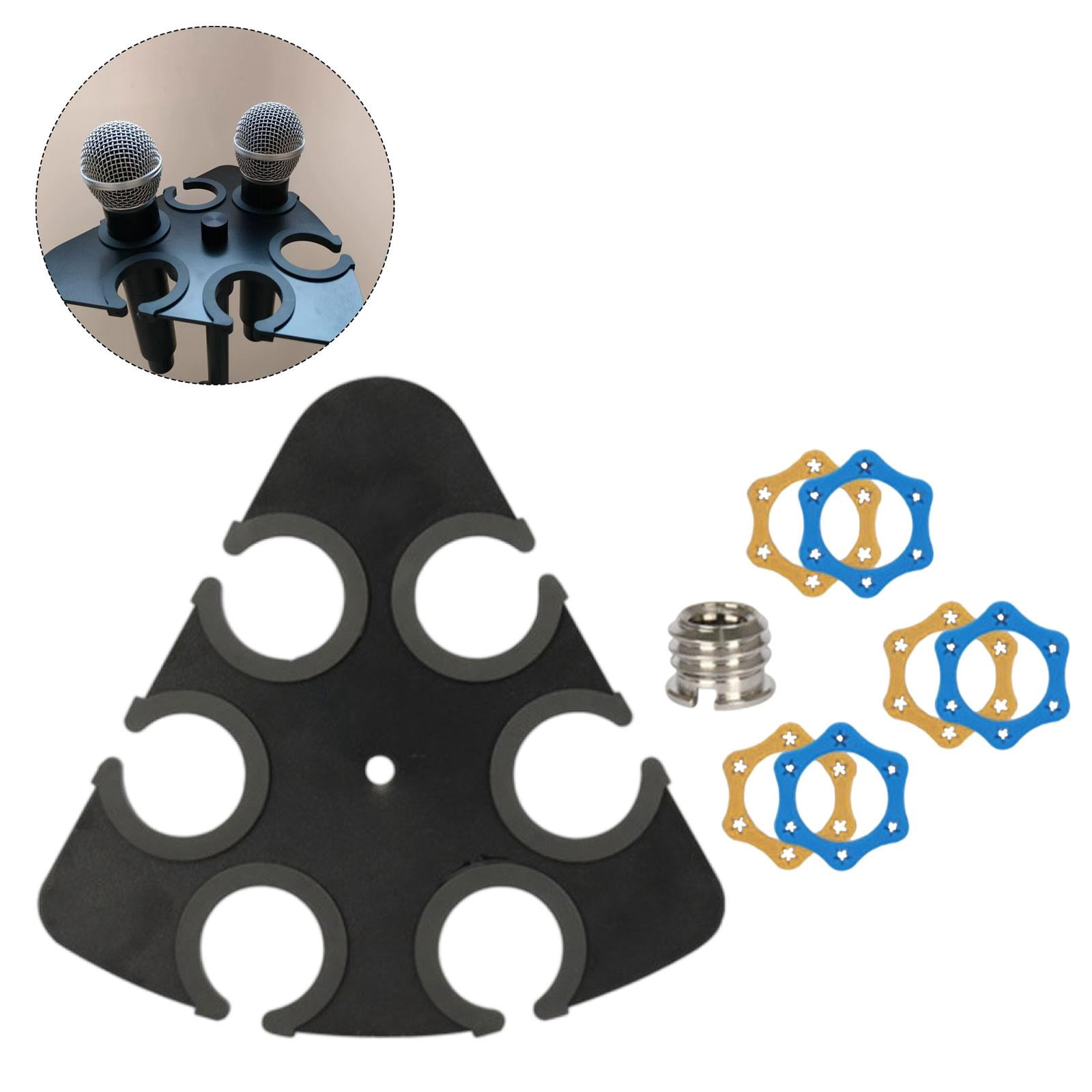 MERIGLARE Microphone Stand Multi Microphone Holder Microphone Organizer Mics Tray Attachment Steel Stable Support for Recording Studio Stage Use Broadcast Displ