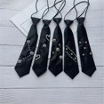 thumbnail image 2 of Versatile Pre-tied Uniform Black Ties Bowknot Girls School Uniforms Accessories Adjustable JK Preepy Look School Suit white three beads, 2 of 4