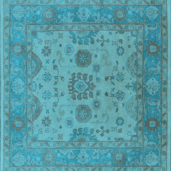 Ahgly Company Indoor Square Oriental Light Blue Industrial Area Rugs, 4' Square