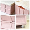 thumbnail image 4 of Foldable Storage Bins with Lids Plastic Collapsible Storage Box Portable Stackable Grocery Books Container Folding Latching Storage Crate with Removable Pulley and Pull Rod (Pink  M), 4 of 10