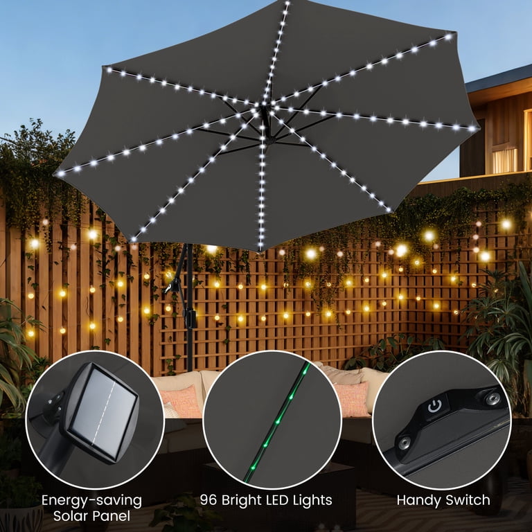 8 ft patio umbrella frame Dropship 9 FT 8 Ribs Outdoor Solar Patio Umbrella LED Table Umbrellas With  LED Strip Lights & Hub Light, Aluminum Frame(No Shipment On Weekends) to  Sell Online at a Lower Price
