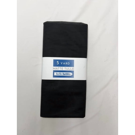Hello Hobby 5 Yard Cut Matte Tulle 100% Nylon Solids Fabric, Black, 54" Wide for Sewing and Craft