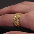 thumbnail image 4 of Trendy 14K Yellow Gold  Viking Weave Ring For Man Women Vintage Charm jewelry For Teens Gift, 4 of 9