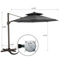 thumbnail image 3 of Pellebant  11.5FT Outdoor Round Cantilever Umbrella With Double Top Dark Grey, 3 of 5